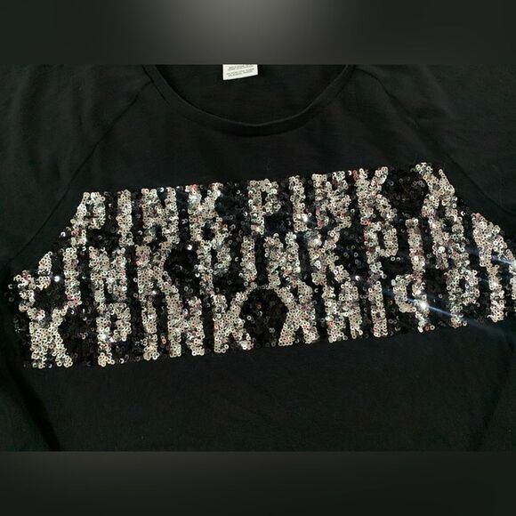 PINK VS SILVER LOGO BLING SWEATSHIRT/ JOGGER PANTS OUTFIT SET M - Picture 5 of 14